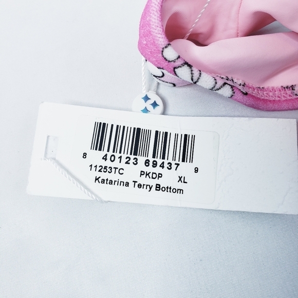 *Last Chance* NWT Frankie's Bikinis Pink Daisy Terry Swimsuit Top + Bottom XL - Picture 15 of 16